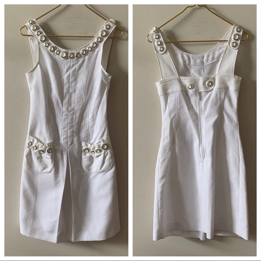 Dolce & Gabbana White Mini Dress with Grommet Details